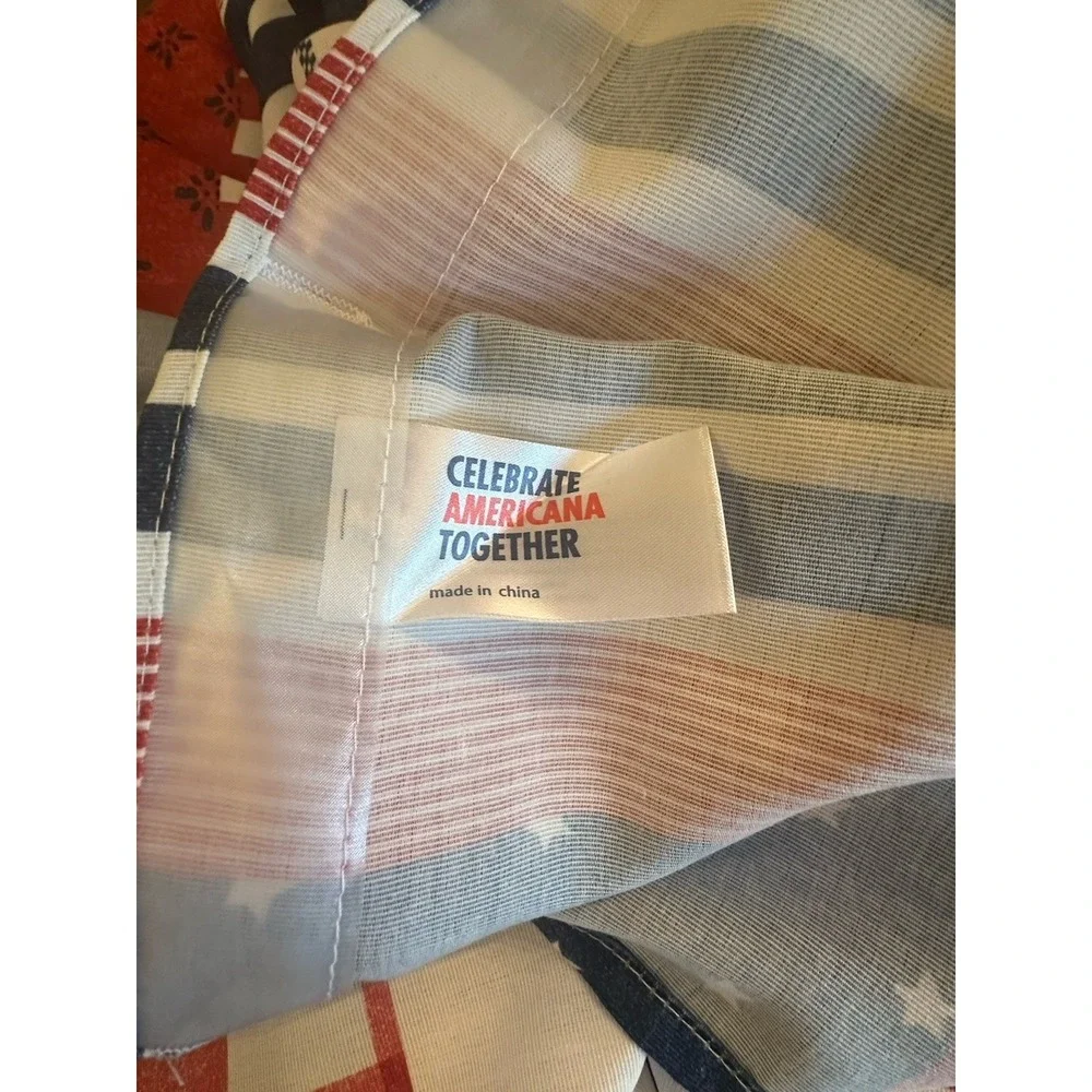 Celebrate Americana Together Patriotic Patchwork Shower Curtain Tieback New